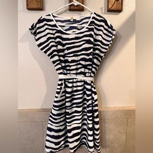 𝅺Ya Los Angeles blue and white zebra striped dress
